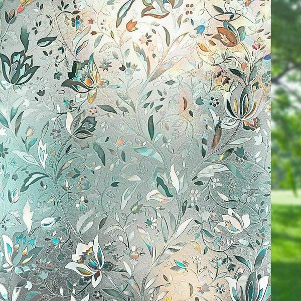 

window stickers 3d decorative film stained glass rainbow frosted flowers