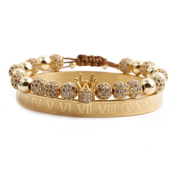 

bangles bracelet fashion simple gold crown roman digital adjustable set, Black