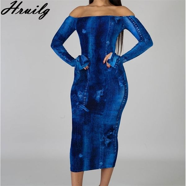 

backless dress flare sleeve slash neck print high waist fashion dresses party night club autumn off shoulder women clothes 210515, Black;gray