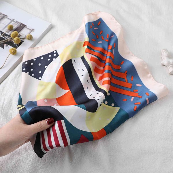 

fashionable small square new korean silk scarf for women four seasons, Blue;gray