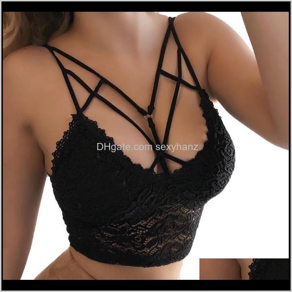 Camisoles Tanks Womens Apparel Drop Delivery 2021 Women Wireless White Bras Pizzo Fasciatura Sexy Bralette Push Up Wire Deep V Lingerie Underwe