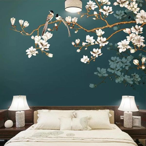 

wallpapers custom wall paper mural hand painted chinese style flowers birds living room bedroom interior decoration painting wallpaper