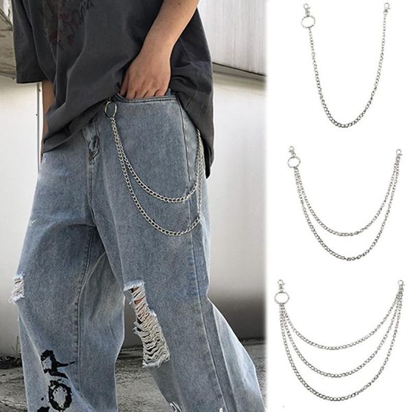 

keychains hip hop punk hipster multilayer pants chain metal women men trousers keyring fashion jewelry, Silver