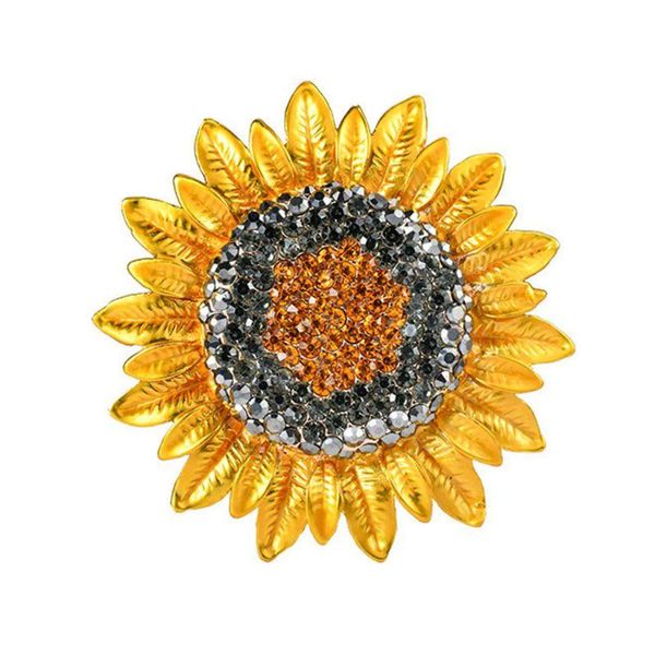 

pins, brooches gold tone grey sunflower brooch pin inlaid rhinestone fashion alloy temperament, Gray