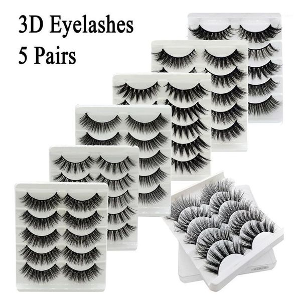 

5pairs 3d mink eyelashes false lashes natural handmade volume soft eye lashe fake eyelash extension makeup make up tools1