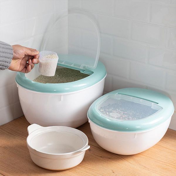 

storage bottles & jars 5kg rice box with measuring cup grain container moistureproof bucket cylinder for cereal flour bean