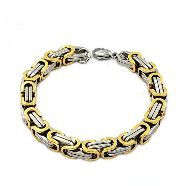 

charm bracelets miqiao stainless steel titanium king punk chains bangles wrist band for men women couple friends gift fashion jewelry, Golden;silver