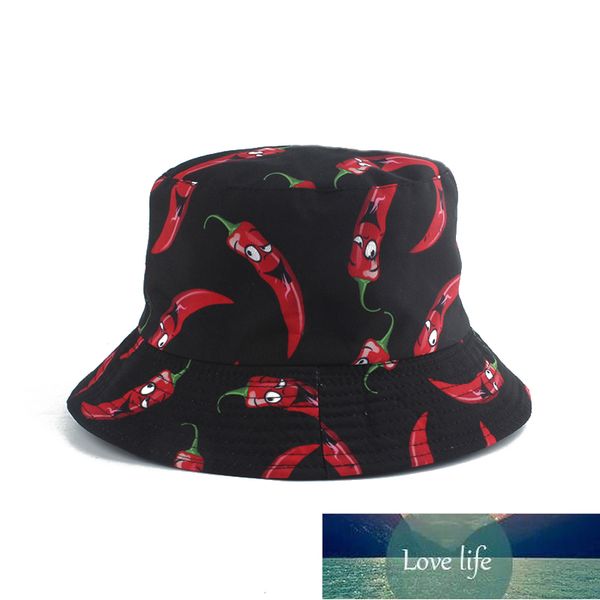 

new fashion panama hat vegetables pepper printed bucket hat reversible fishing cap summer sun hats for women men gorras factory price expert, Blue;gray