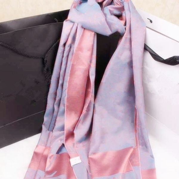 

beautiful luxury silky comfortable lady's silk scarf classic monogram flower design cape, Blue;gray
