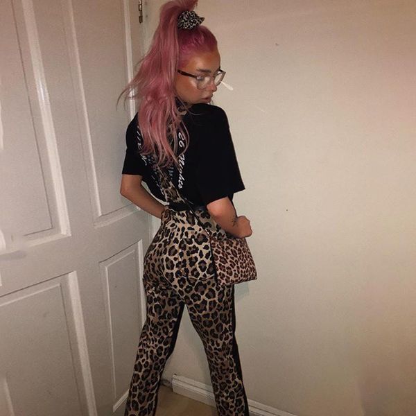 

gym clothing trendy backless harem jumpsuit off shoulder adjustable long playsuit casual overalls club leopard print jumpsuits for wome, White;black