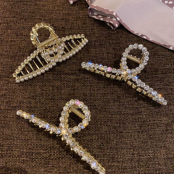 

south designer dongdamen temperament pearl diamond hairpin versatile low-key luxury hairpin net red fashion clip grip, Golden;silver