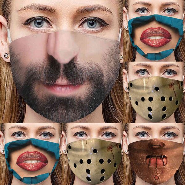 

printing dust 2021 digital haze proof men's women's personality funny black mask for adults and children