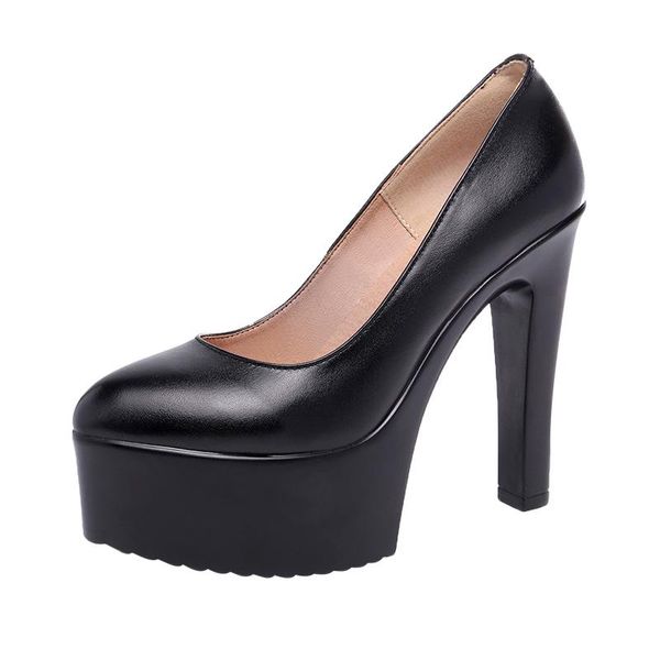 

dress shoes fashion pointed super high heel stiletto single female platform waterproof cheongsam model wild, Black
