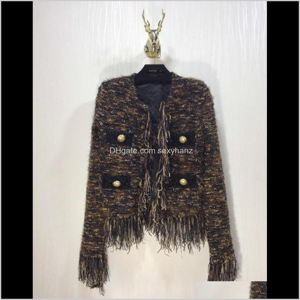 

womens jackets fw luxury women spring autumn tassel t coat jacket for ladies chic outerwear rmsx 11141 a2yuy cyehj, Black;brown