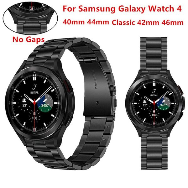 

watch bands curved end stainless steel band for samsung galaxy 4 classic 46mm 42mm 44mm 40mm replacement no gap metal strap bracelet, Black;brown
