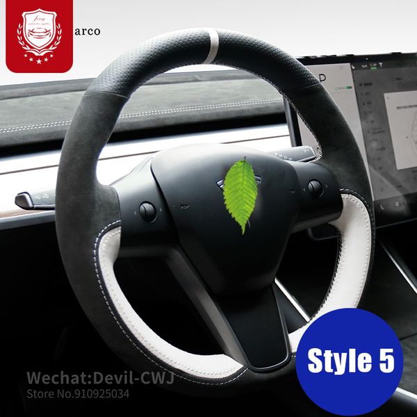 

for tesla model 3 model y s model x steering wheel cover alcantara premium suede leather hand stitch interior car accessories