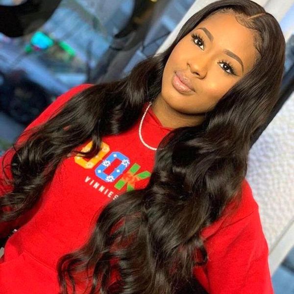 

lace wigs 32 30 inch body wave wig wavy human hair frontal t part remy brazilian transparent, Black;brown