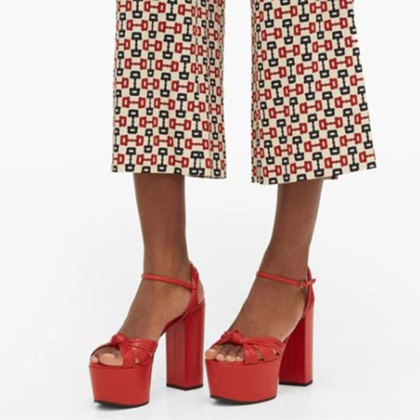 

runway show summer fashion high heels party sandals cool platform shoes woman big size 43 dress, Black