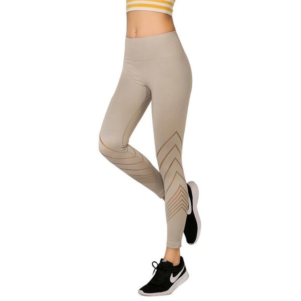 

women's hollow out running yoga pants european and american seamless high-waist hip-lifting sports trousers tight fitness outfits, White;red