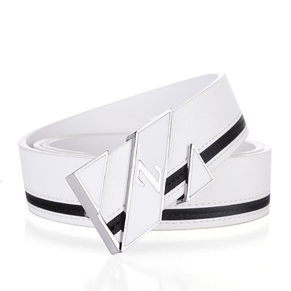 

men's belt korean urban fashion men's business smooth buckle white leather custom made, Black;brown