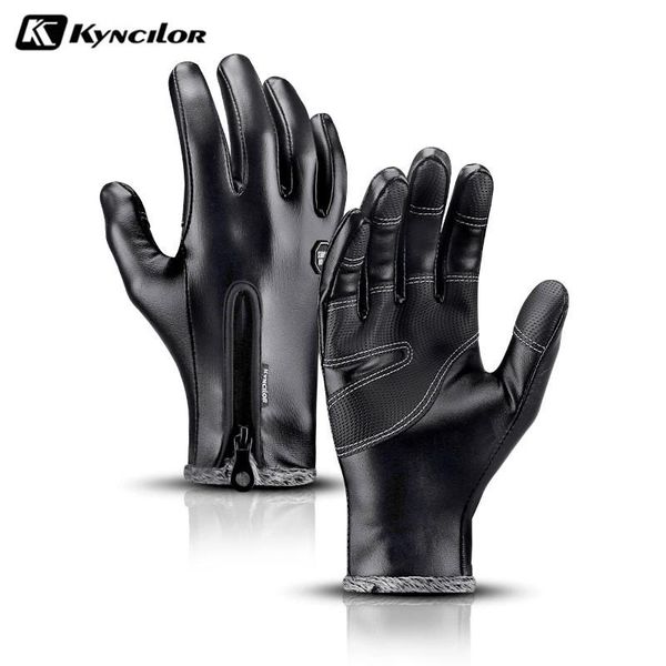 

ski gloves winter men women warm thermal fleece leather with zipper windproof waterproof antilsip snow snowboard