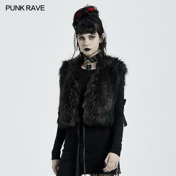 

women's vests punk rave gorgeous black stripe woollen coat gothic fashion loose keep warm zipper cardigan short, Black;white