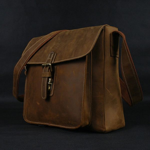 

men big vintage genuine leather messenger sling leisure cowboy style shoulder crossbody bags