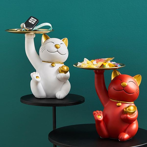 

nordic creative resin lucky cat sculpture storage ornaments living room entrance wine cabinet deskbox birthday gifts decorative objects
