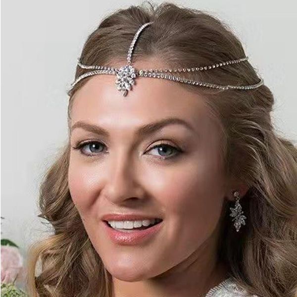 

hair clips & barrettes bohemian retro women's rhinestones crystal bridal headband chain wedding forehead accessorie, Golden;silver