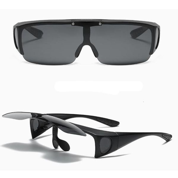 

sunglasses men's flip polarized sunglasses male vintage retro driving glasses mirror lens can wear myopia glasses inside safe driver go, White;black