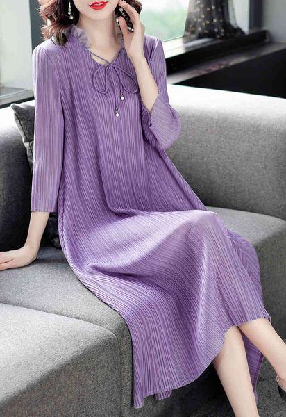 

fashi miyake fold three quarters long dress from line stock, Black;gray