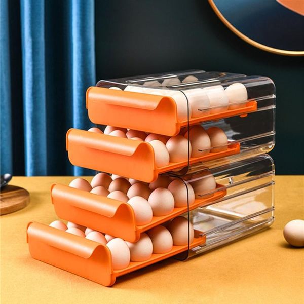 

storage bottles & jars double-layer 32 grid refrigerator egg holder box savers space tray container rack organizer household