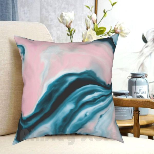 

pink and blue tide pillow case printed home soft diy cover modern marble texture pattern spots watercolor