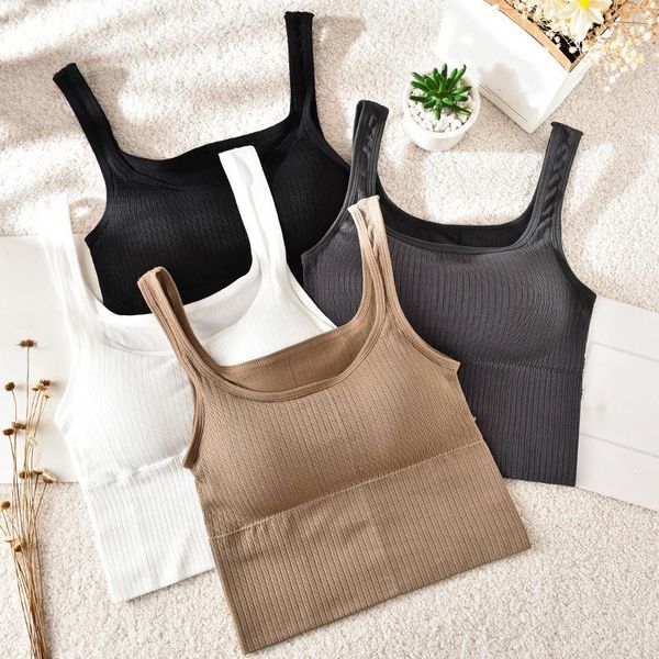 

women's tanks & camis fashion tank women underwear sports bralette crop female summer short style tube backless slim vest ladi, White
