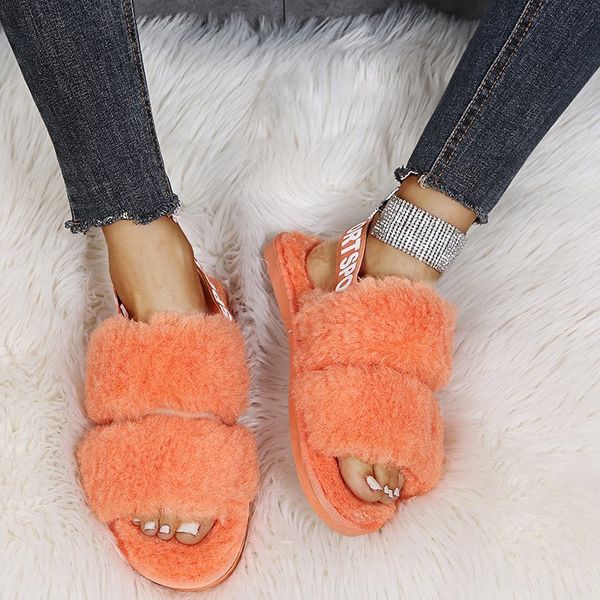 

women spring plush slippers flat bottom antiskid indoor all-around comfortable sandals outdoor leisure sandals zapatos de mujer, Black