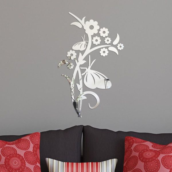 

wall stickers creative diy flower acrylic mirror decoration self adhesive sticker home living room art decal mural