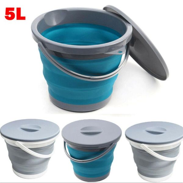

buckets 5l foldable portable round outdoor bucket car wash fishing bait camping kitchen bathroom accessories