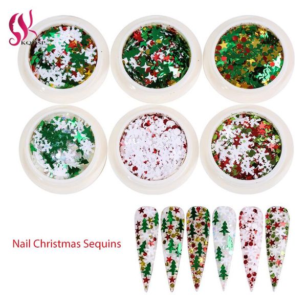 

nail art decorations 3d snowflake sequins holographic glitter flakes paillette chameleon stickers diy christmas design decoration manicure, Silver;gold
