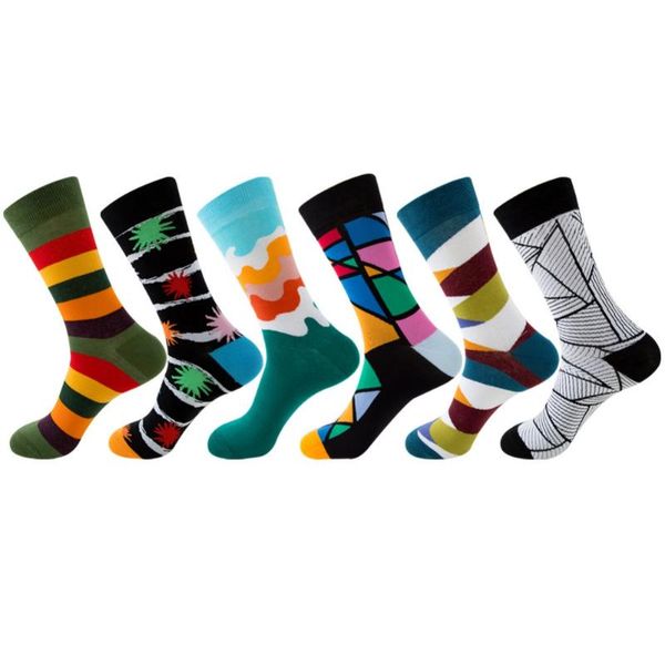 

men's socks women cotton happy retro design men crew skateboard harajuku male female, Black
