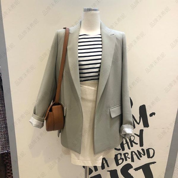 

women's suits & blazers [ewq] korea chic autumn casual trend women solid color lapel no button fashion simple long-sleeved blazer 2021, White;black