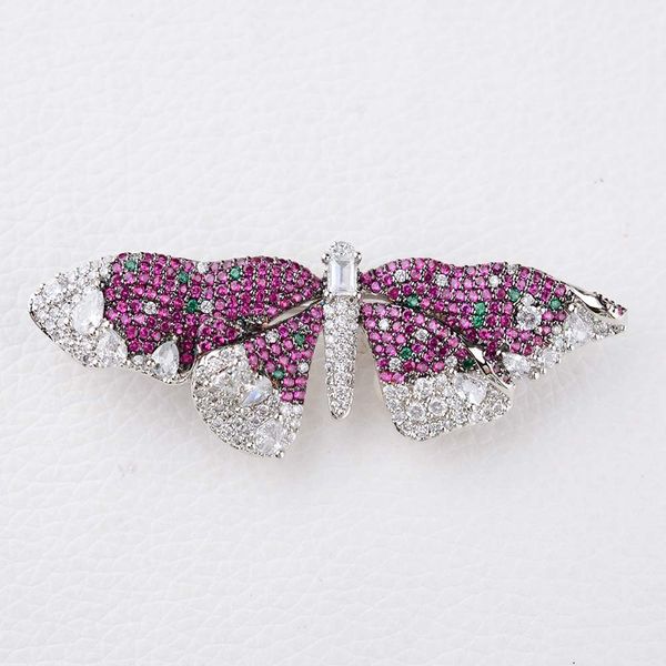 

fashion beautiful cubic zirconia micro pave butterfly brooch pin, Gray