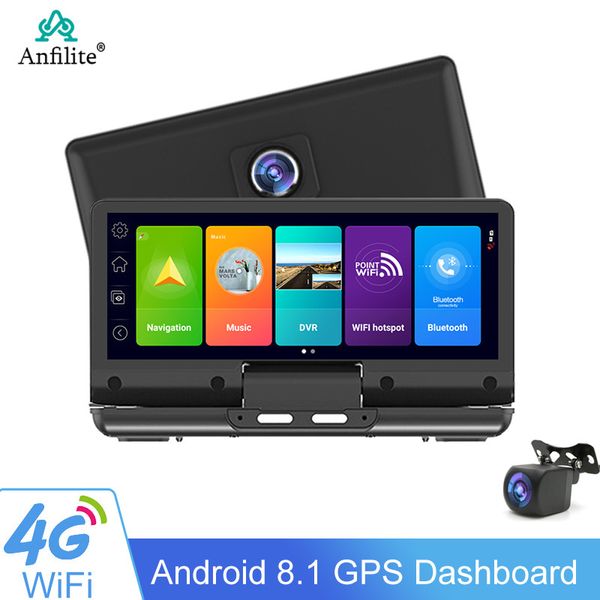 

android 4g 6.86'' adas car dvr dash cam 2+16g fhd 1080p view dual lens automatic recording dvrs wifi gps rear camera