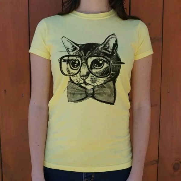 

nerd cat t-shirt | short sleeve graphic tee for women, White;black