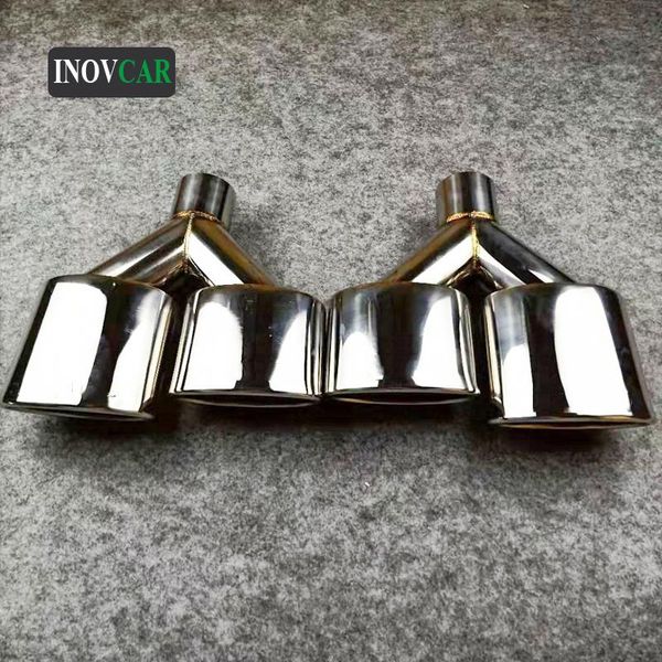 

motorcycle exhaust system 2 pieces round stainless steel double car muffler tail pipe tip 54mm inlet styling exterior accessories