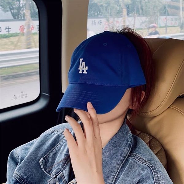

1987 baseball cap ins versatile summer la royal blue soft duck tongue sunscreen sunshade hat men's and women's fashion, Black;white