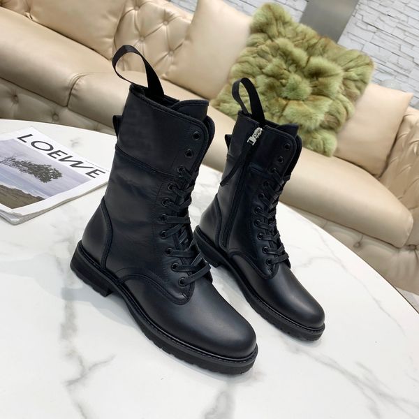 

2021 designer luxury women signature boots rise canvas thick bottom shoes motorcycl boot zipper black blue brown casual shoe size 35-40 a3