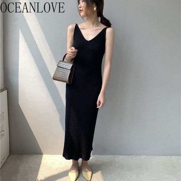 

korean v neck bodycon dresses knitted solid elegant all match vestido slim autumn winter dress women 17882 210415, Black;gray