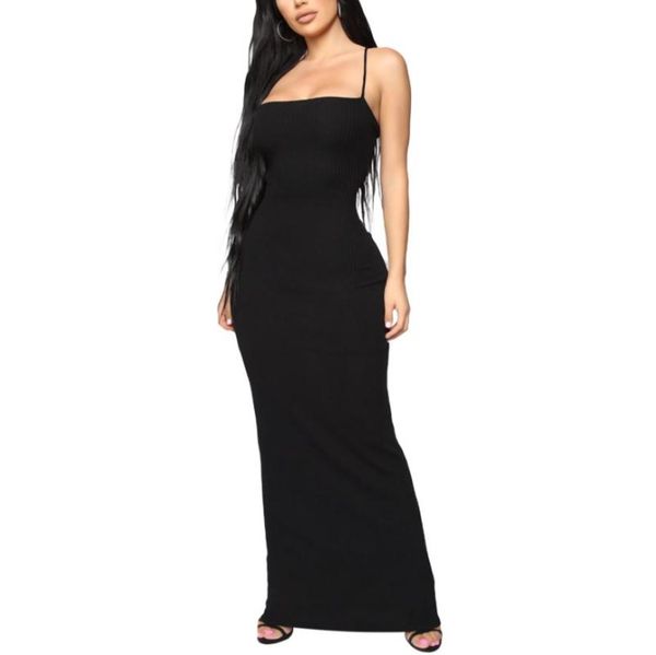 

casual dresses female dress solid color sleeveless spaghetti strap one-piece backless sundress for summer black s//l, Black;gray