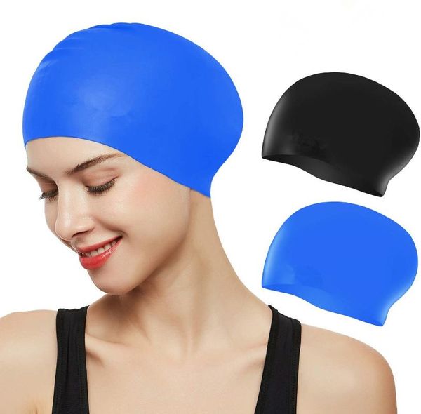 

swimming caps woman silicone lady long hair swim cap elastic for all sizes head hat