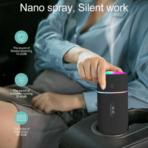 

mini air humidifier car ultrasonic aroma essential oil diffuser cool mist fogger home aromatherapy diffuser humidifier with led266o